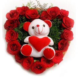 Buy/Send Roses N Soft Toy - Bouquet Online Same Day Delivery - OyeGifts.com