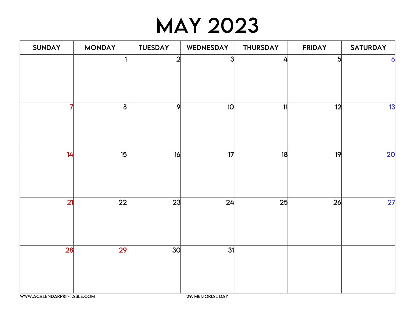 5+ May 2023 Calendar Printable with Holidays, May 2023 Calendar PDF