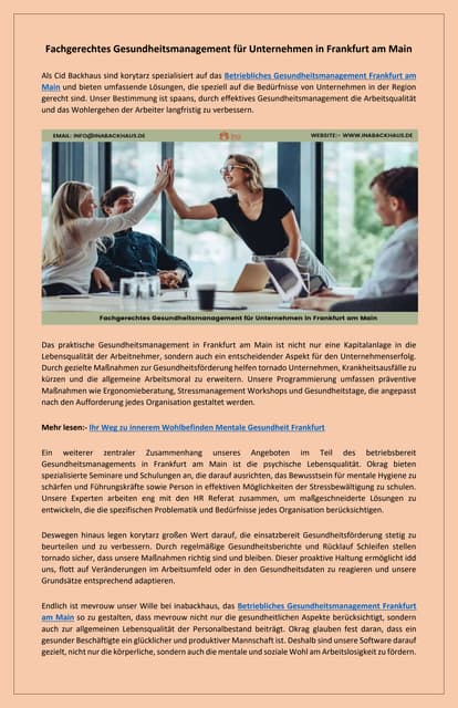 Professionelles Gesundheitsmanagement für Unternehmen in Frankfurt am Main | PDF