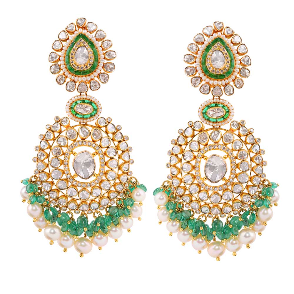 Buy White Stone Earrings Gold | Best Price