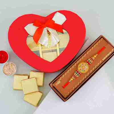 Golden Rakhi with Heart Shaped Chocolate Box OyeGifts Profile Picture