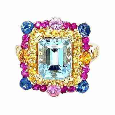 Yellow Gold Aquamarine Cocktail Ring Profile Picture