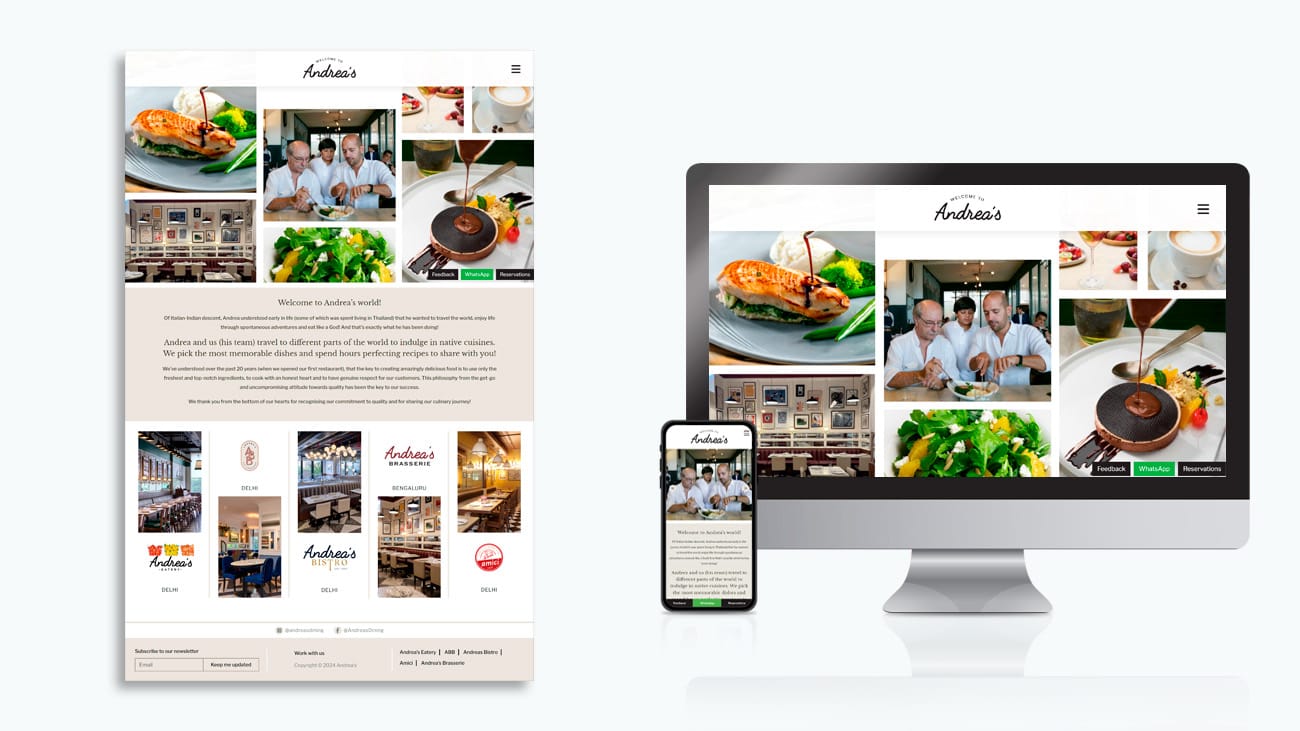 Webdevelopment for Andrea's | Digital Hive Portfolio