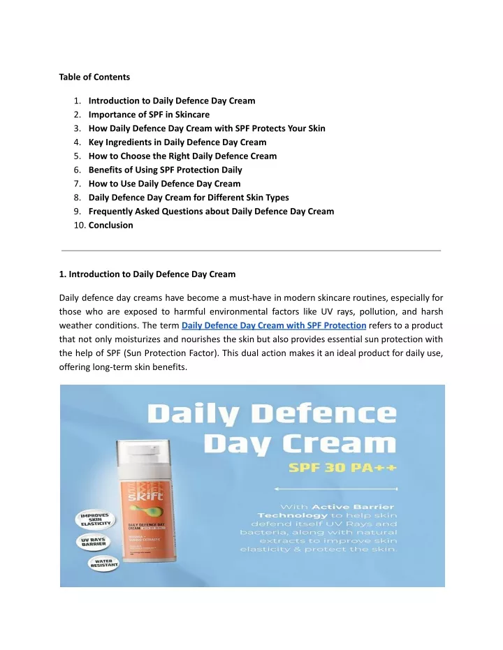 PPT - How Daily Defence Day Cream with SPF Protects Your Skin PowerPoint Presentation - ID:13645364